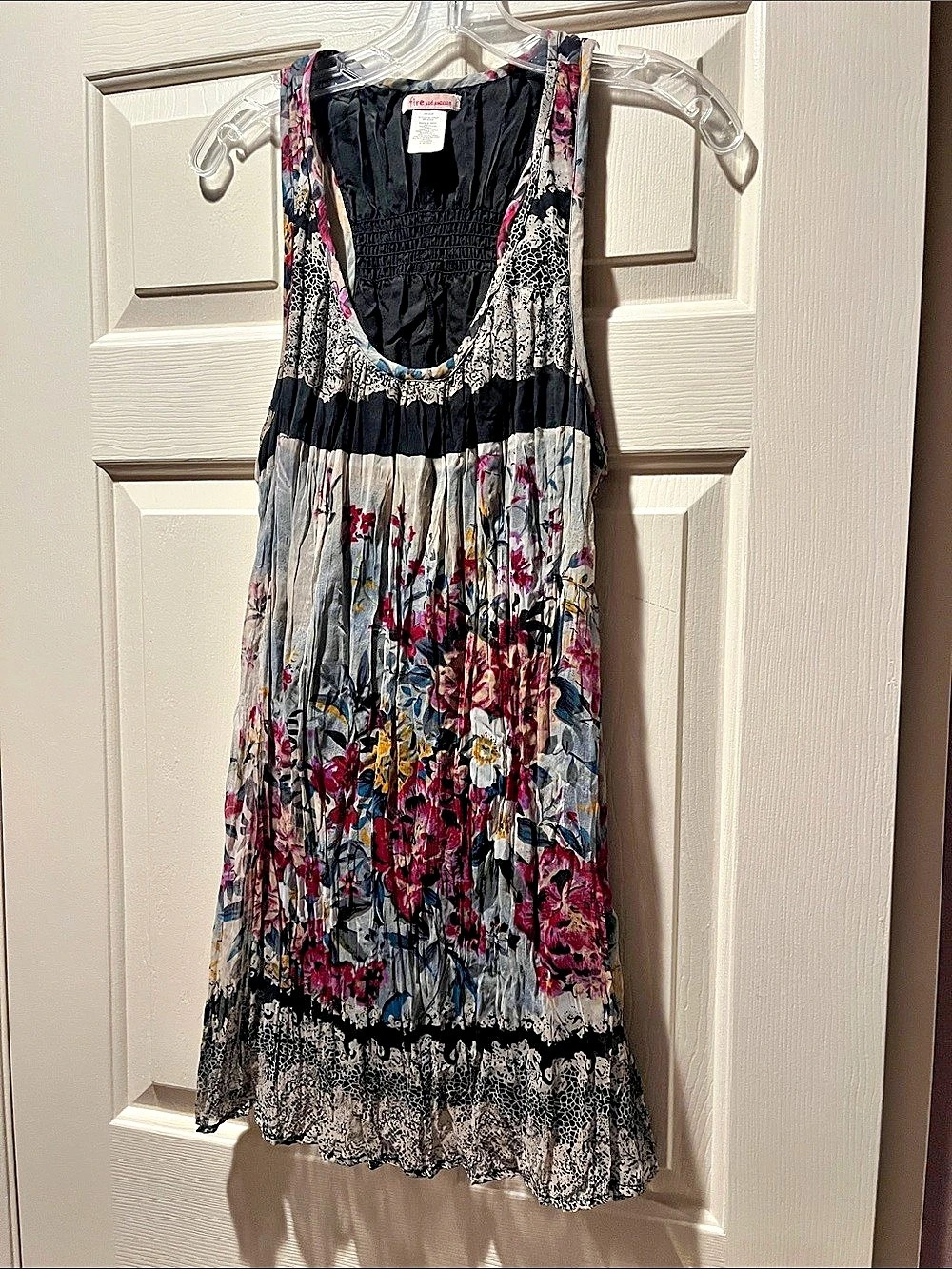 Fire Los Angeles Floral Mini Dress in Black & Multicolor Size medium